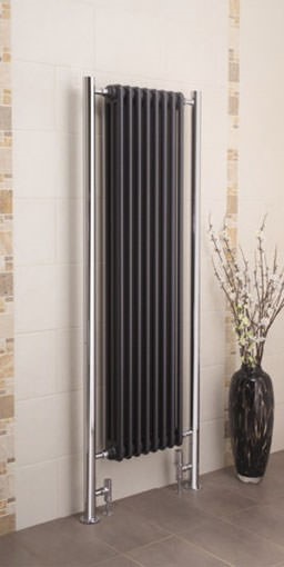 bologna vertical modern designer radiator. Colour shown BLACK TEX MET